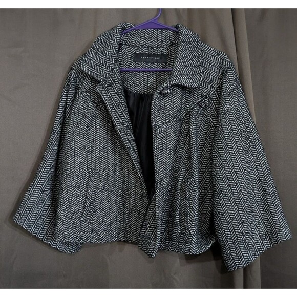 Vintage Apostrophe Wool Blend Chevron Print Cropped Swing Jacket Women's XL - Picture 1 of 5
